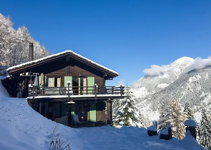 Ferienhaus Les Melezes - Typique, Terrasse & Cheminee Liddes